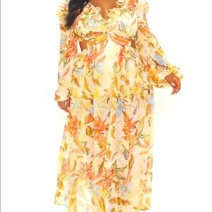 Fashionova Yellow combo maxi dress